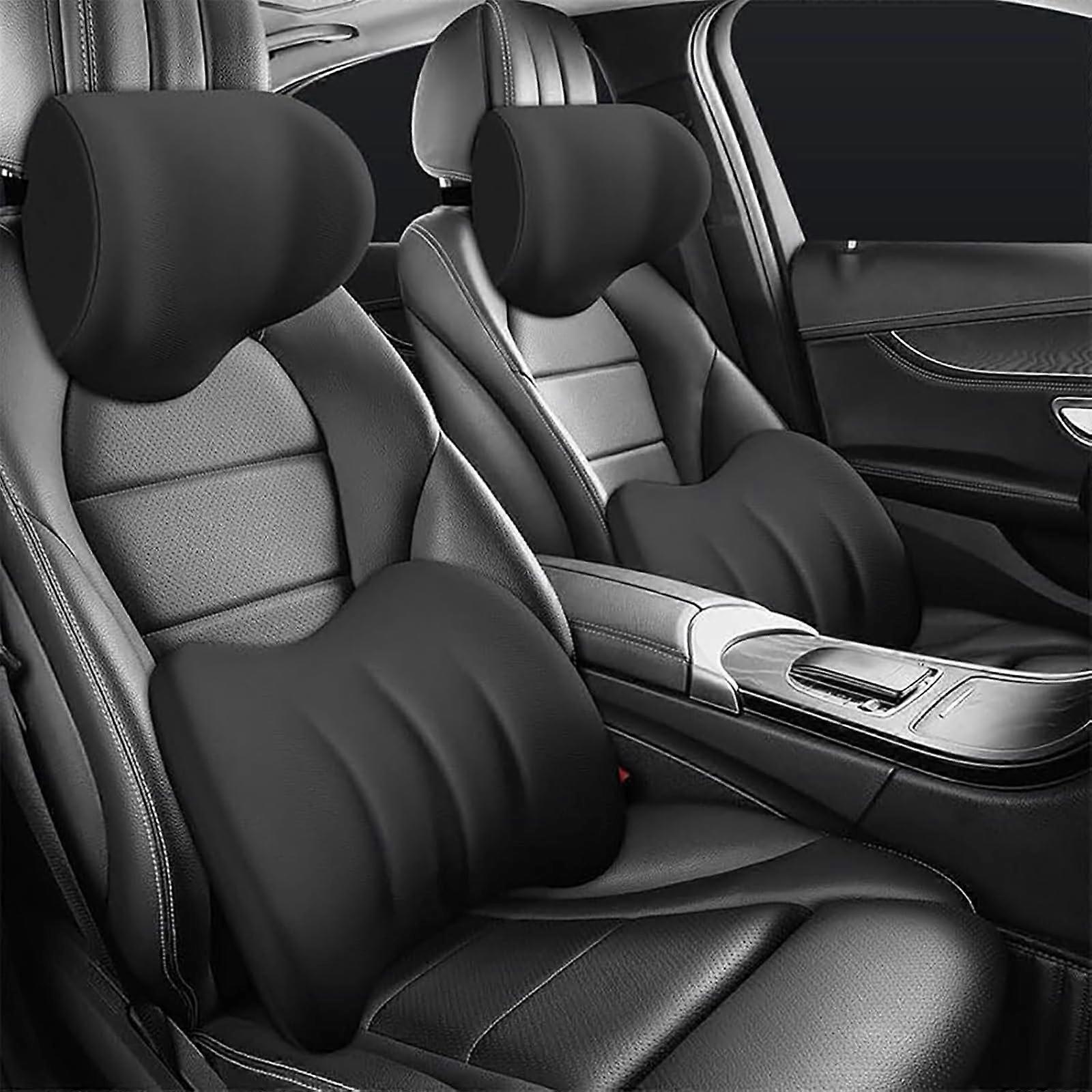 Ergonomic Headrest and Lumbar Cushion for Toyota Aygo X AB70, Memory Foam for Neck and Back Pain Relief, Black/Black