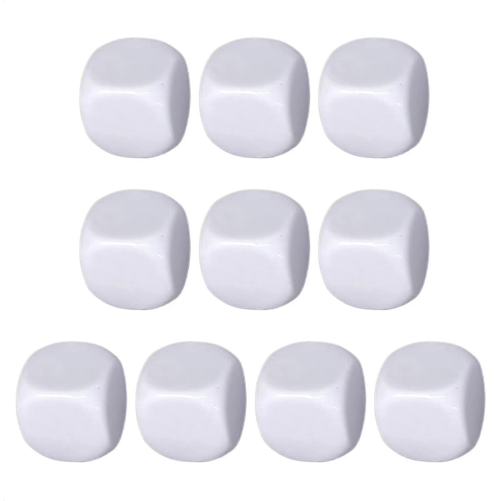 Blank Dice, 10 x 10mm White Acrylic Cube Dice, Writeable 6-Sided Dice for Math Counting and Number Blocks