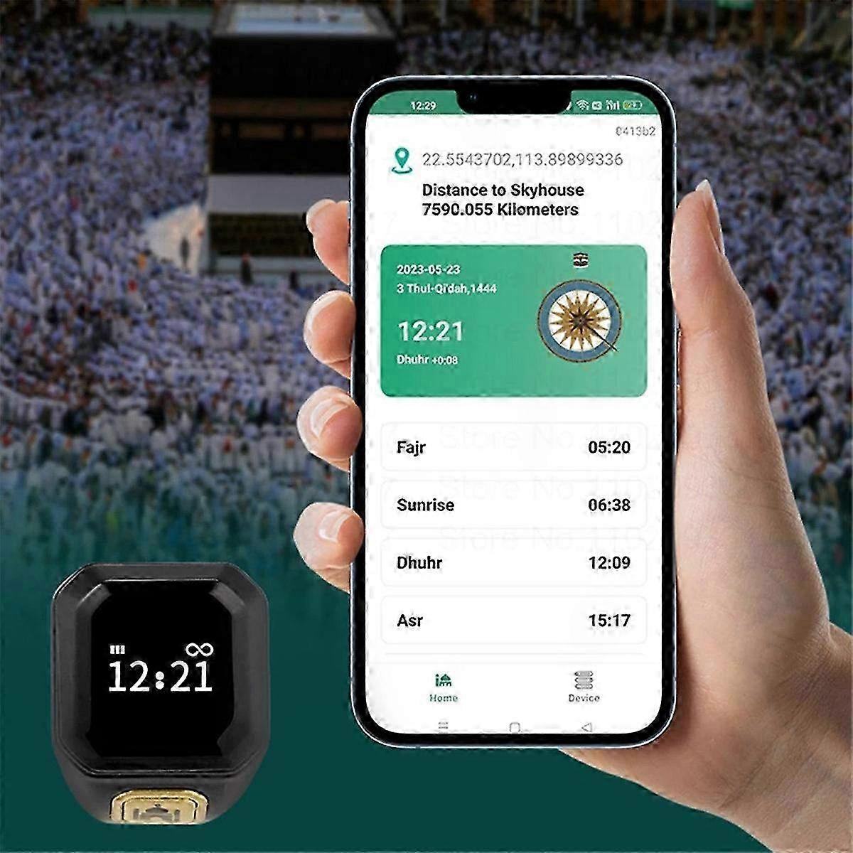 Smart Bluetooth Ring Finger Counter & Time Reminder - Stylish Black Wearable Device for Accurate Tracking and Notifications