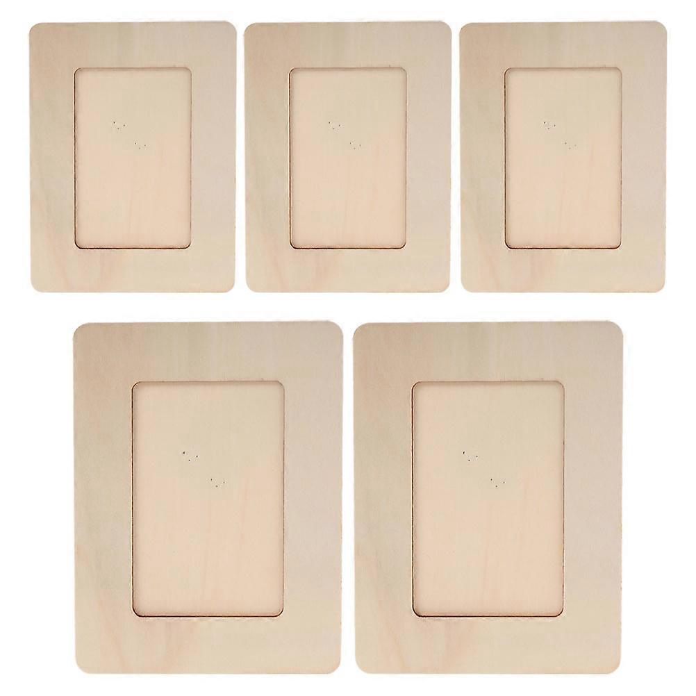 5pcs Unfinished Wooden Photo Frames for DIY Crafts, Lightweight Display Frames for Artwork, Home Decor & Creative Projects, Easy Assembly