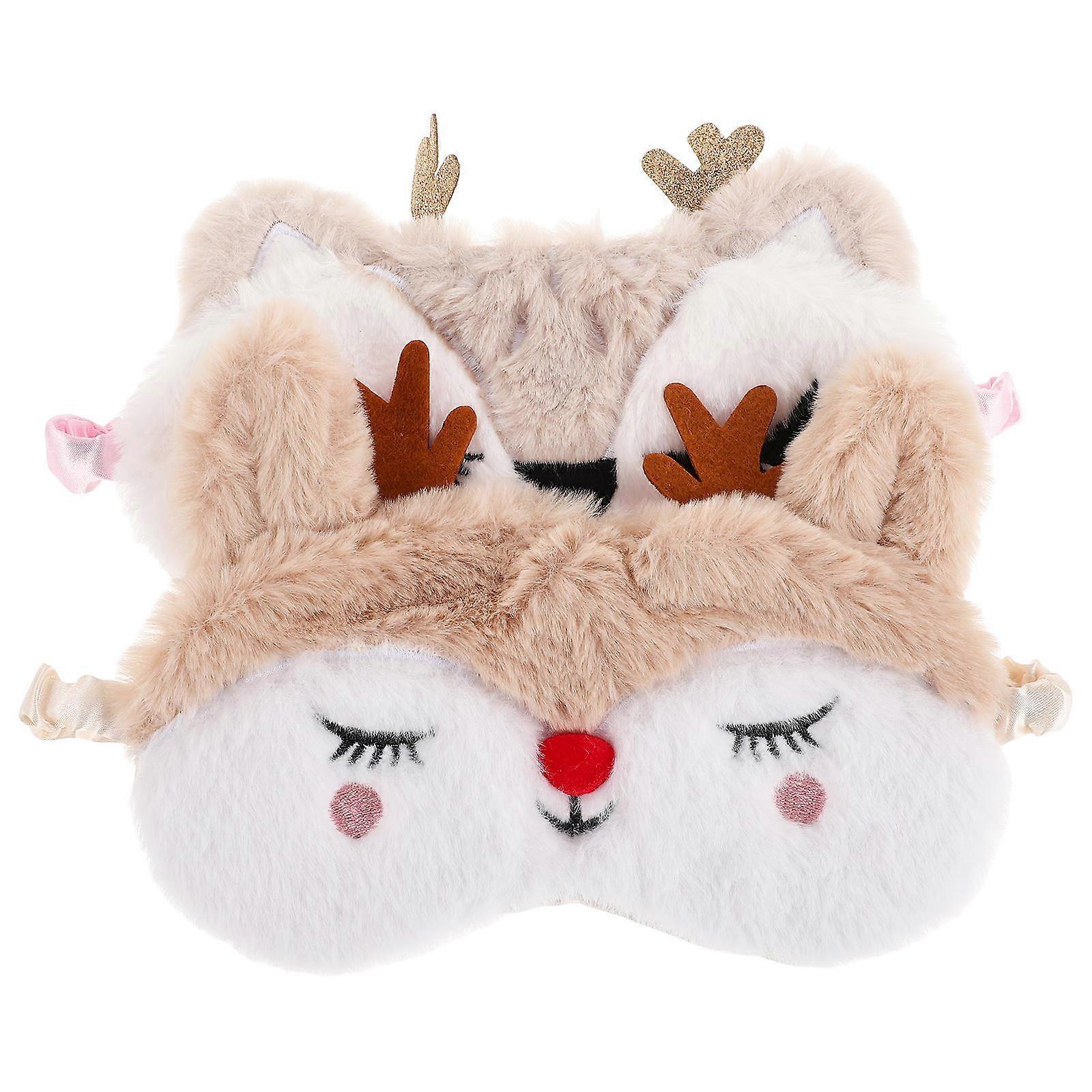 Funny Reindeer Sleep Mask For Party Games Holiday Use Eye Mask For Sleeping Comfortable Plush Design 2Pcs