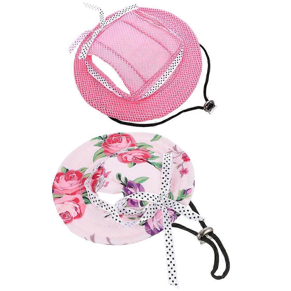 Wide Brim Dog Visor Hat For Pets Summer Beach Outdoor Vacation Comfortable To Wear 2Set