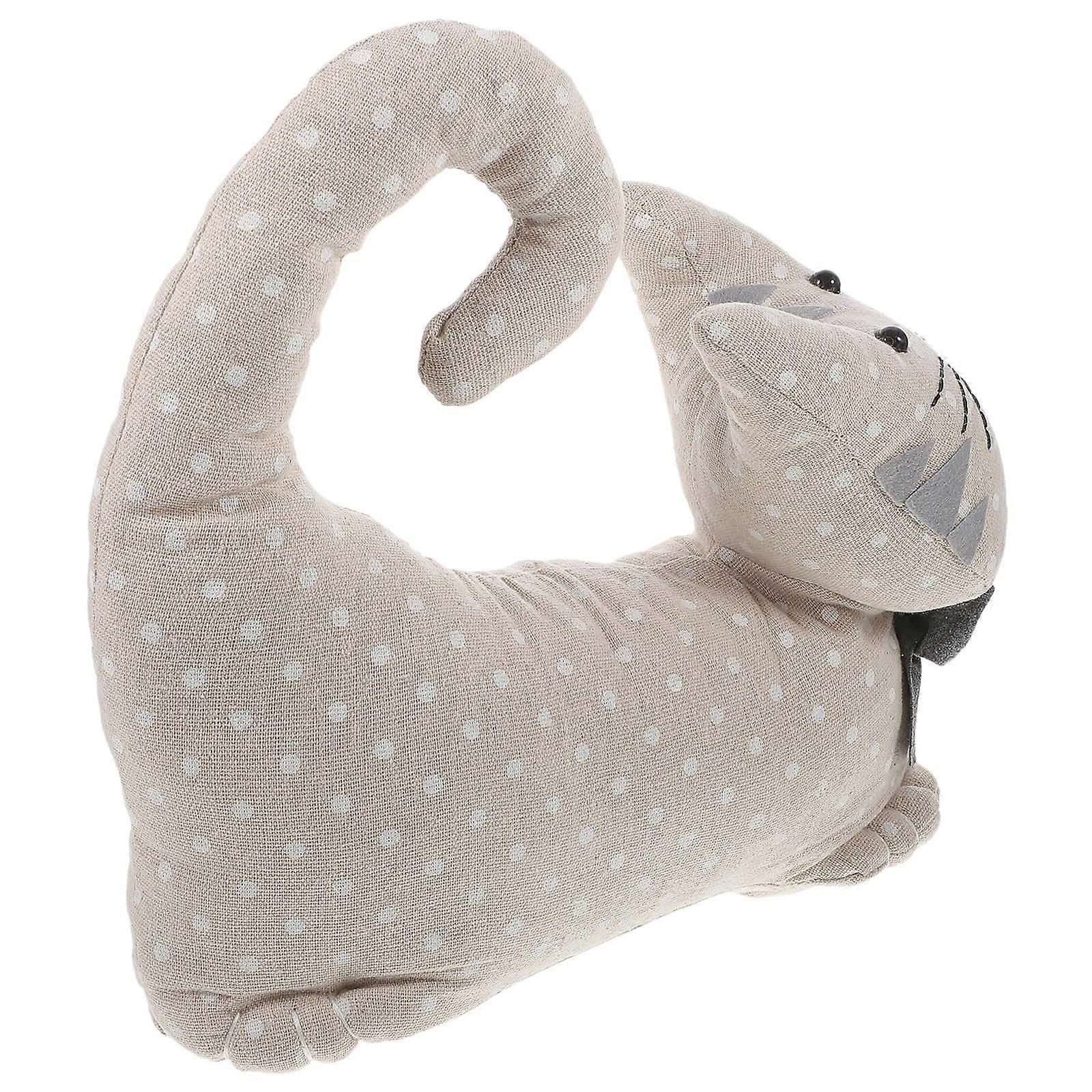 Cute Cat Shaped Door Stopper Fabric Doorstop For Indoor Use Light Grey Decoration 1Pcs