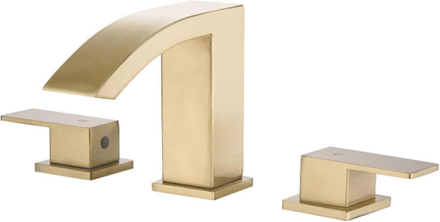 Brass mixing faucet with basin faucet, brushed gold