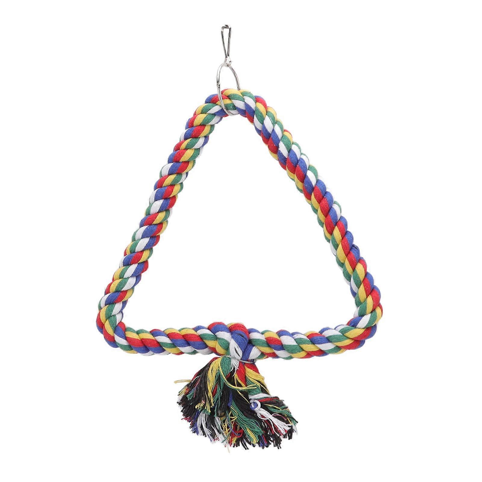 Colorful triangular swing rope toy for parrots to balance for cockatiels, budgies, climbing stand (23cm)