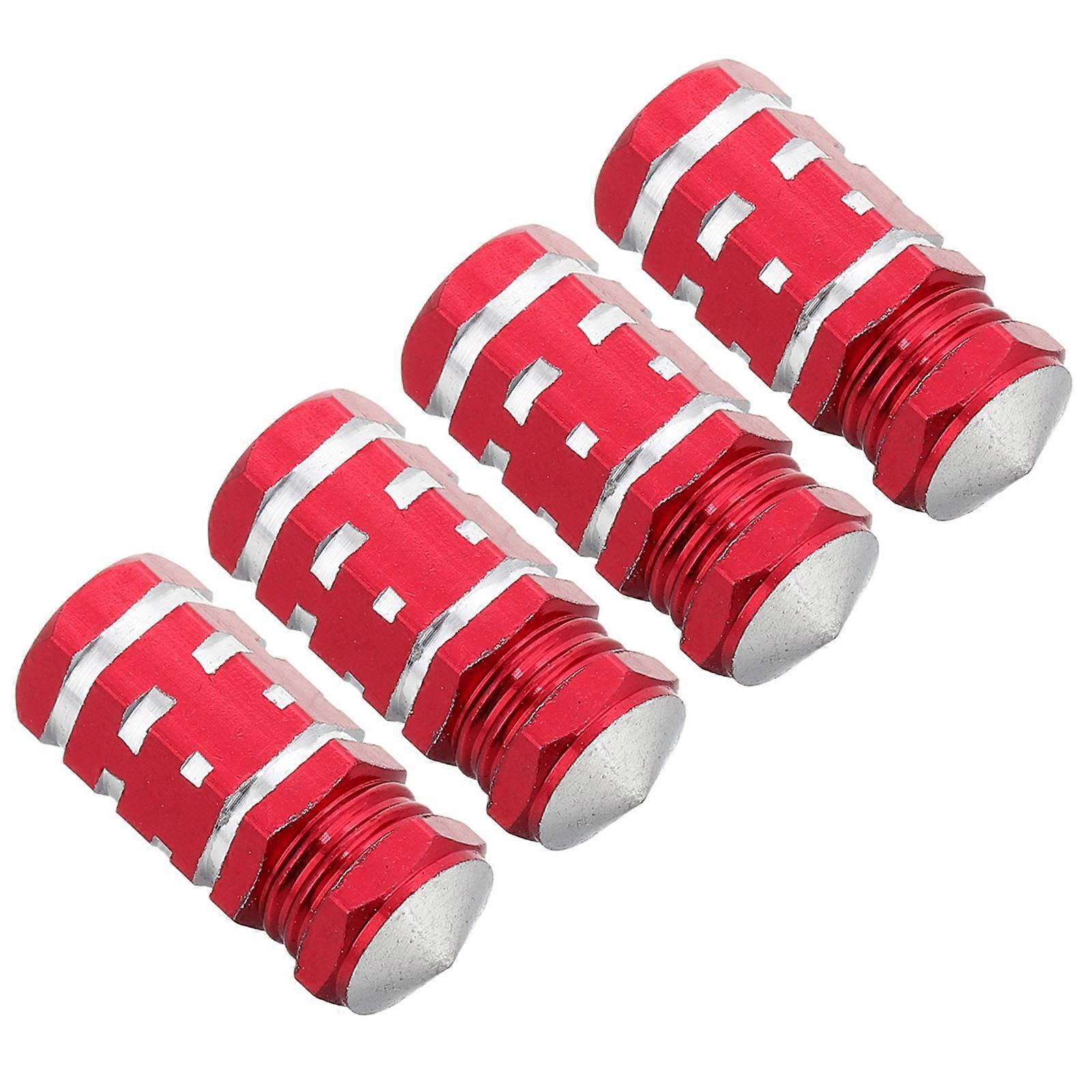 4 pcs Red Plastic Valve Stem Caps with Hexagonal Multi Groove Design for Car and Bicycle Tires – Easy Installation, Durable Tire Valve Protection