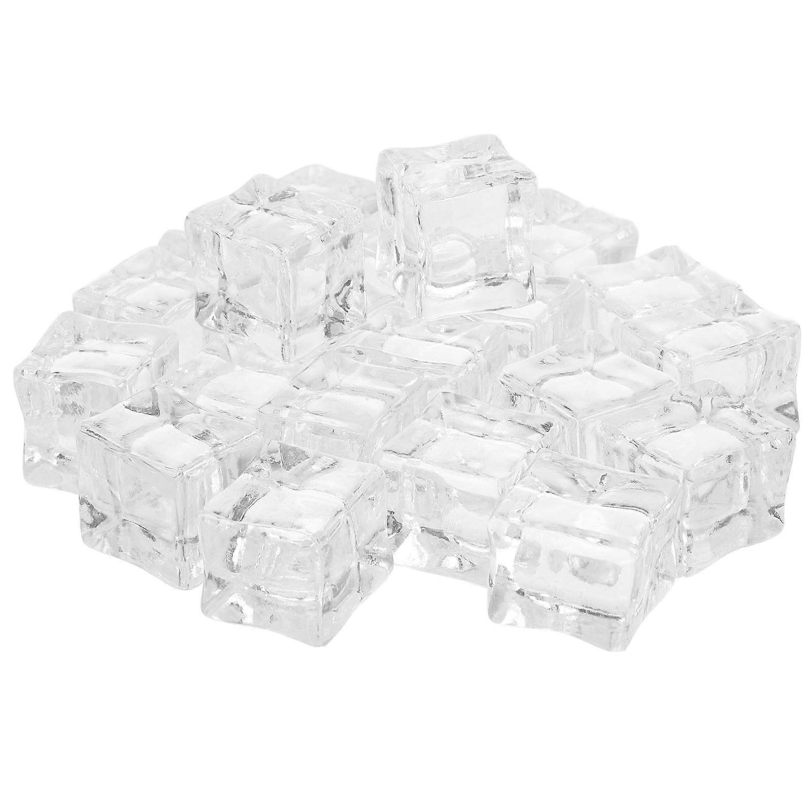 20 Pcs Clear Simulated Ice Cubes For Decorative Scenarios Reliable And Faux Ice Enhancing Visual Aesthetics