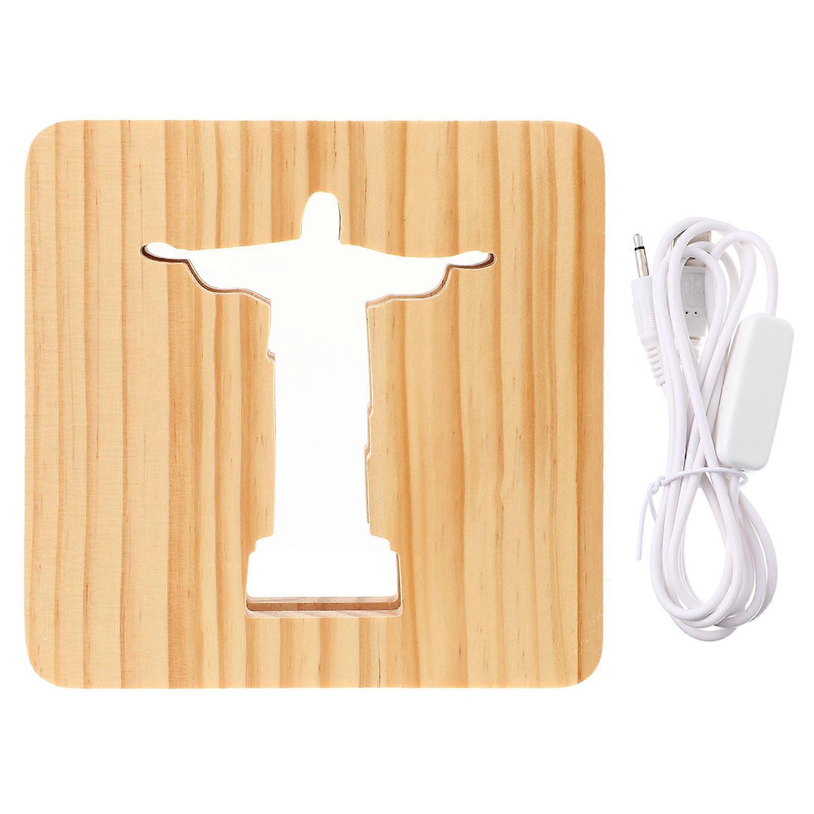 Durable LED Night Light with Jesus Cross Carving for Bedroom Decoration USB Powered