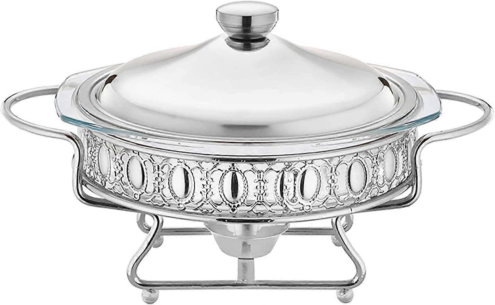 Chafing Dish Buffet-Set Stainless Steel, Buffet Warmer Set, Mini Hot Pot, 2 L Capacity, Silver