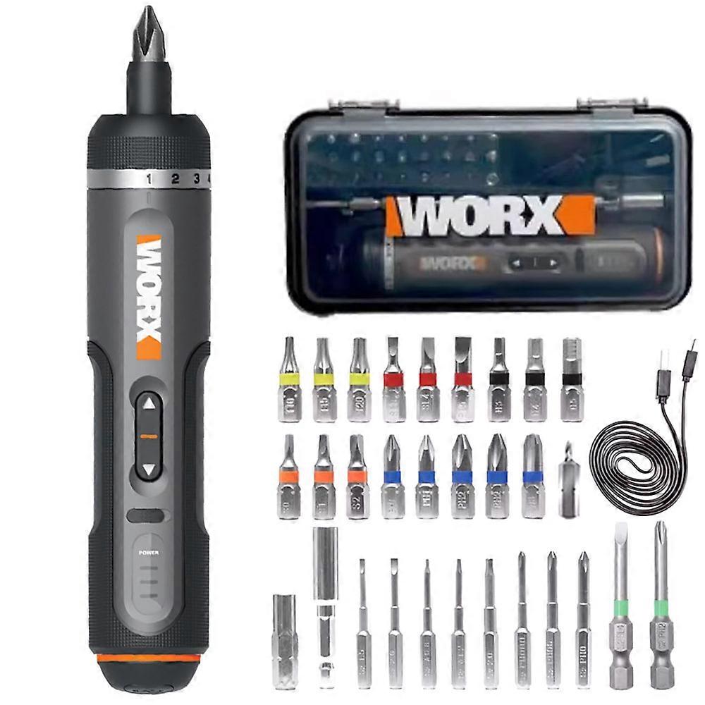 WORX WX242 Cordless Screwdriver 4V 2.0Ah 5Nm with LED Light + 30-Piece Bit Set