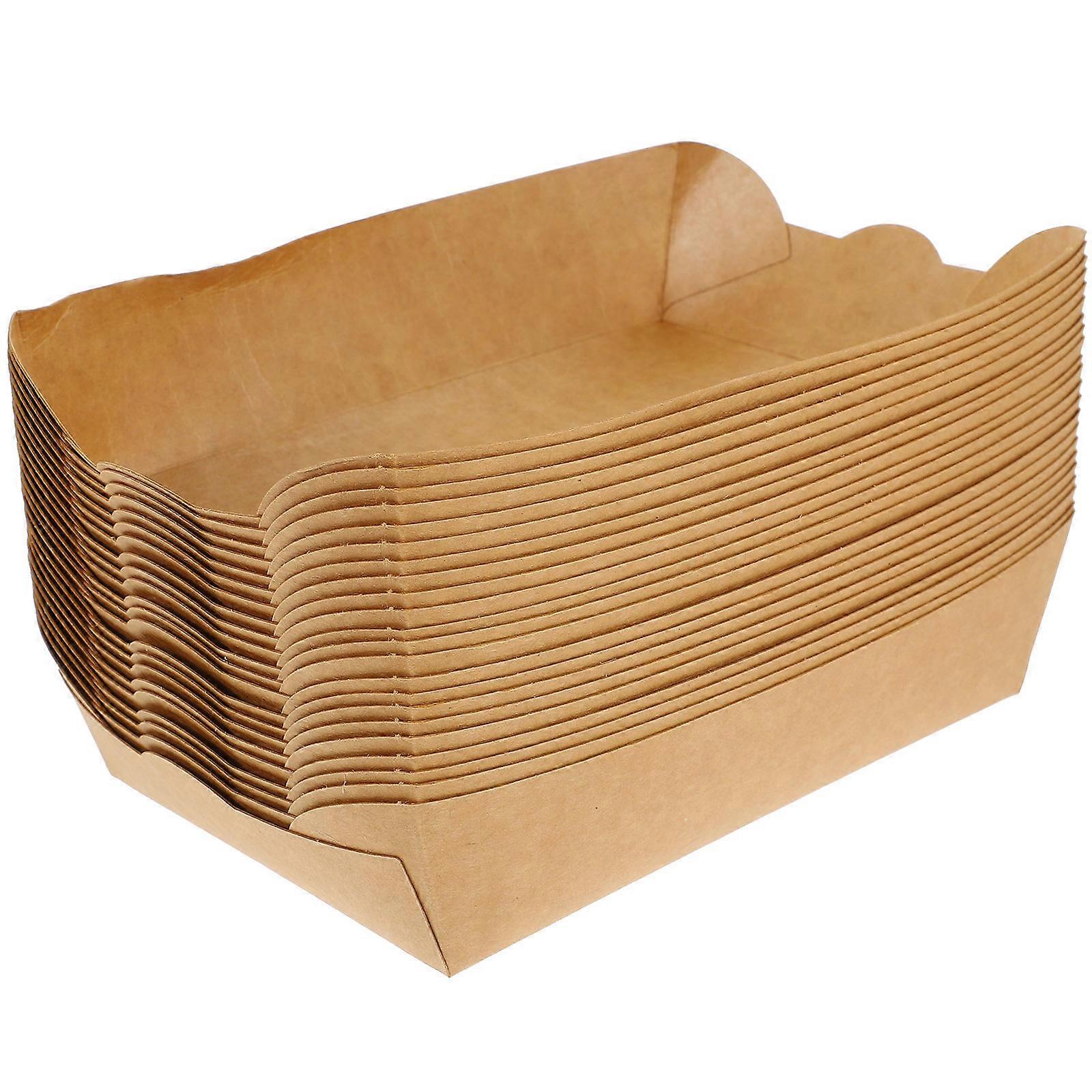 Kraft Paper Food Packing Box 100Pcs for Home Kitchen and Baking Snack in Light Brown Color with Open Design for Food Storage
