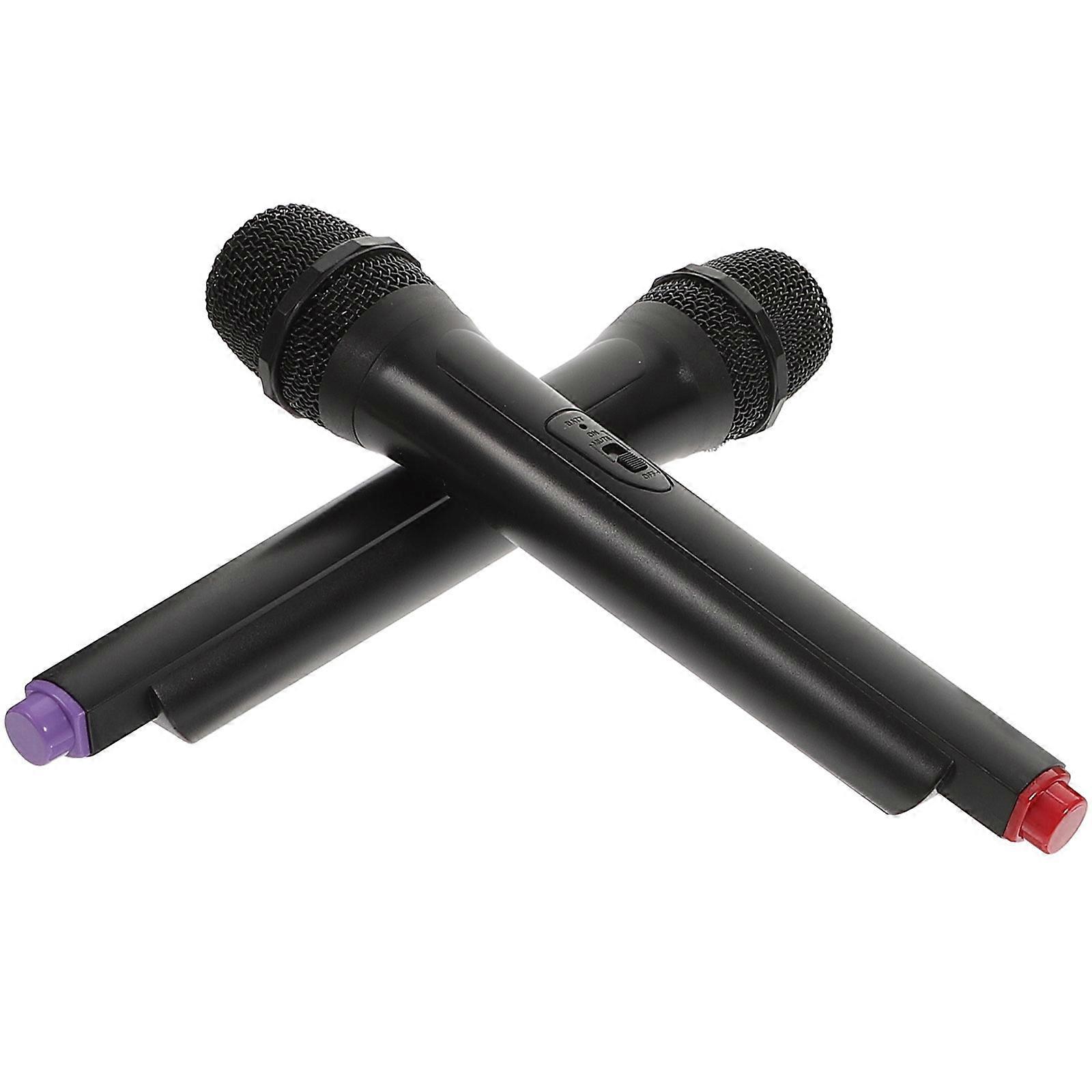 2pcs Lightweight Simulated Microphone Props for Pretend Play, Karaoke & Party Favors – Assorted Base Colors