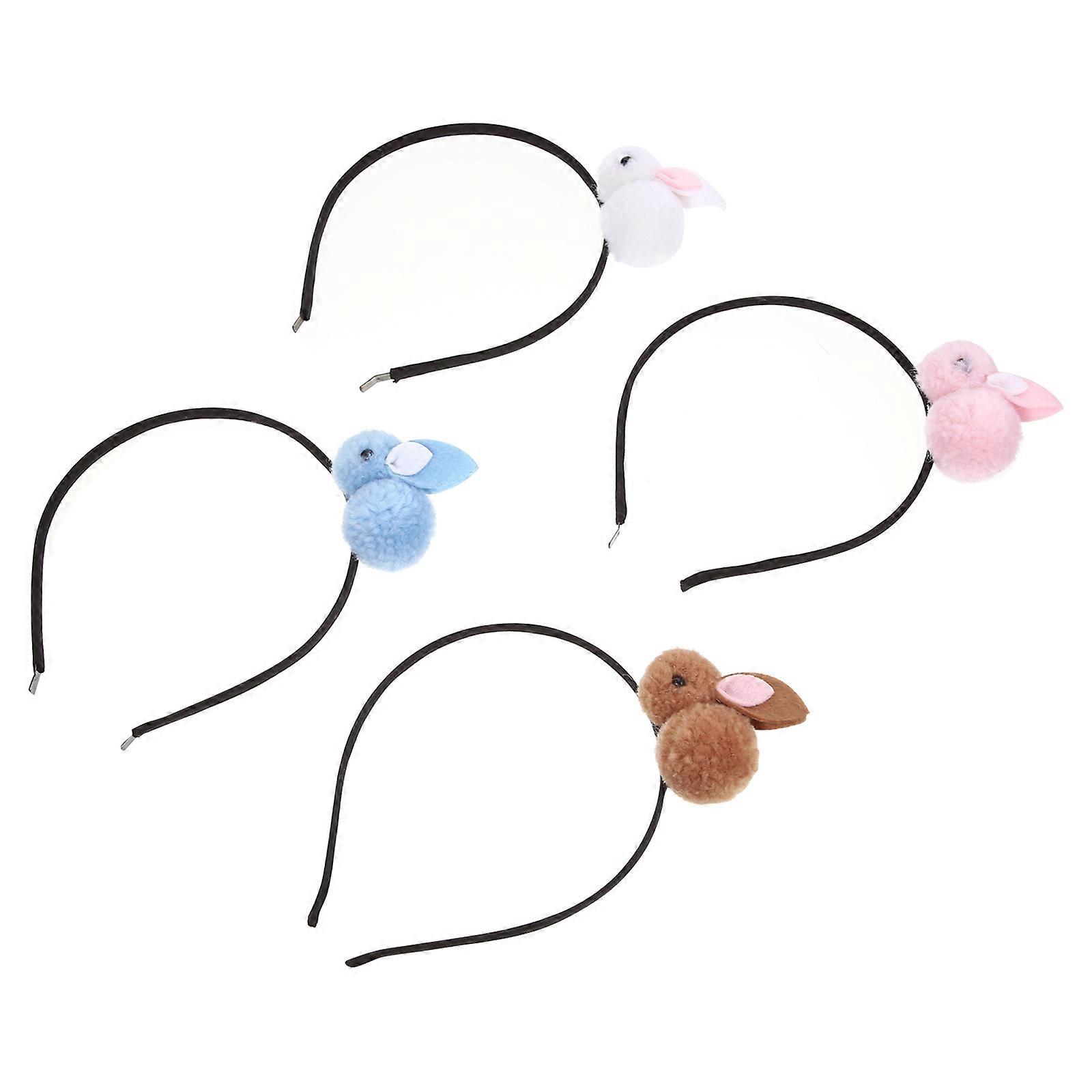 4pcs Adorable Rabbit Headbands with Plush Bunny Ears for Adults – Perfect for Easter, Parties, Festivals, and Costume Events – Assorted Colors