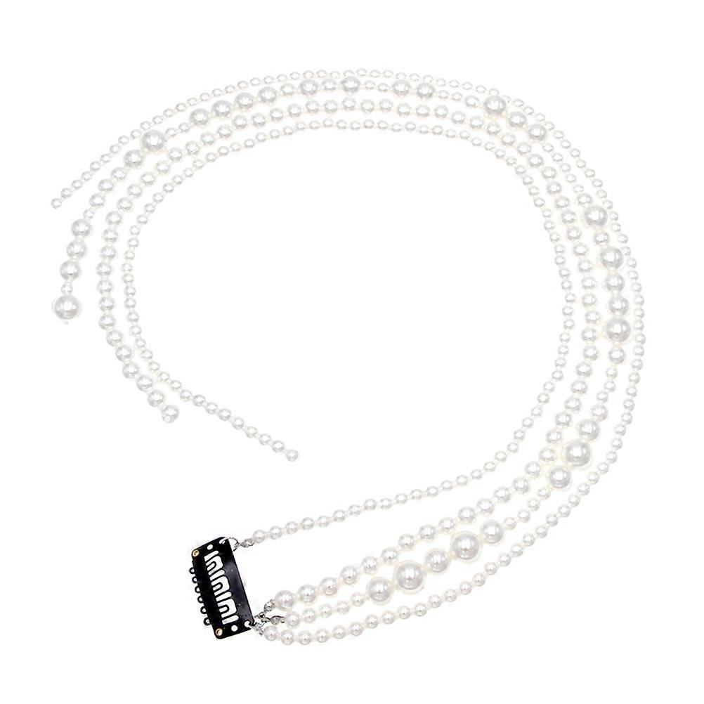 Pearl Hair Extensions Artificial Hair Braids for Decor White