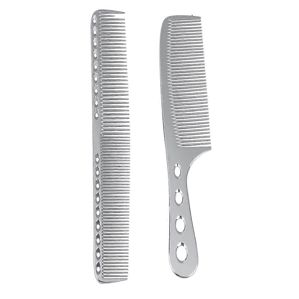 Professional Silver Stainless Steel Hair Spray Comb for Easy Styling and Scalp Massage 2Pcs