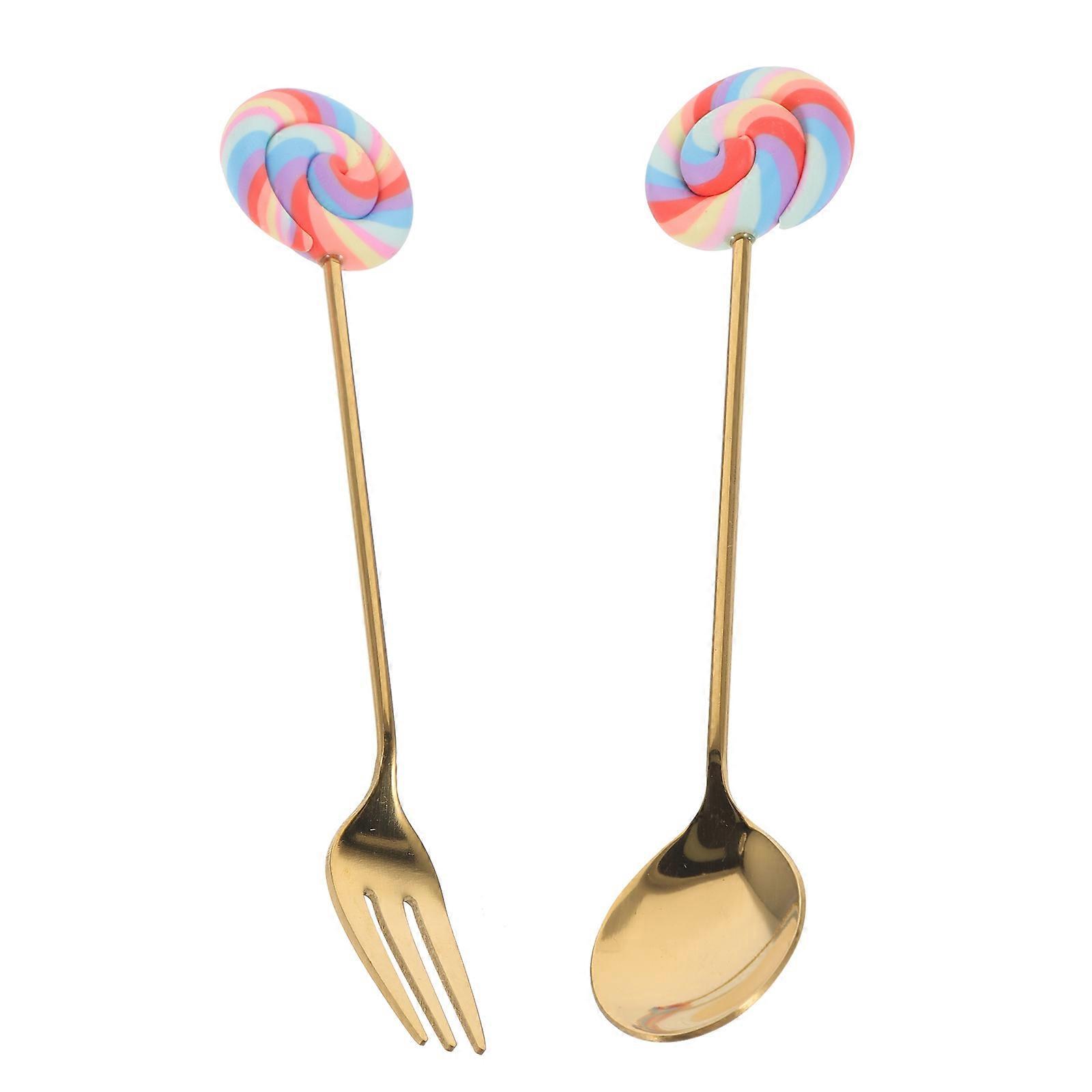 Adorable Lollipop Dessert Spoon Set in Multi Color with Smooth Edges for Home Use 1 Set