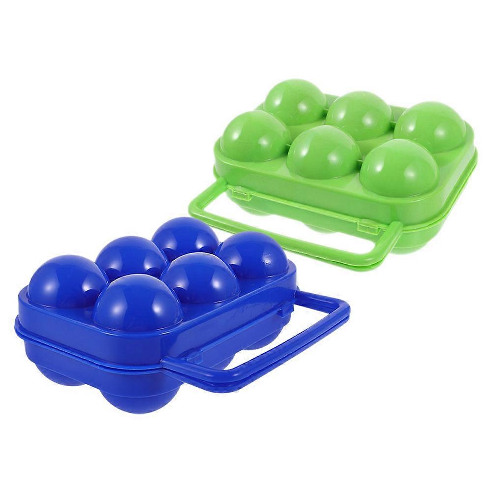 Plastic Eggs Carrier Egg Storage For Outdoor Camping Hiking 6 Slots Container With Handle Shockproof Protection 15.50X15.00X7.00CM 2Pcs