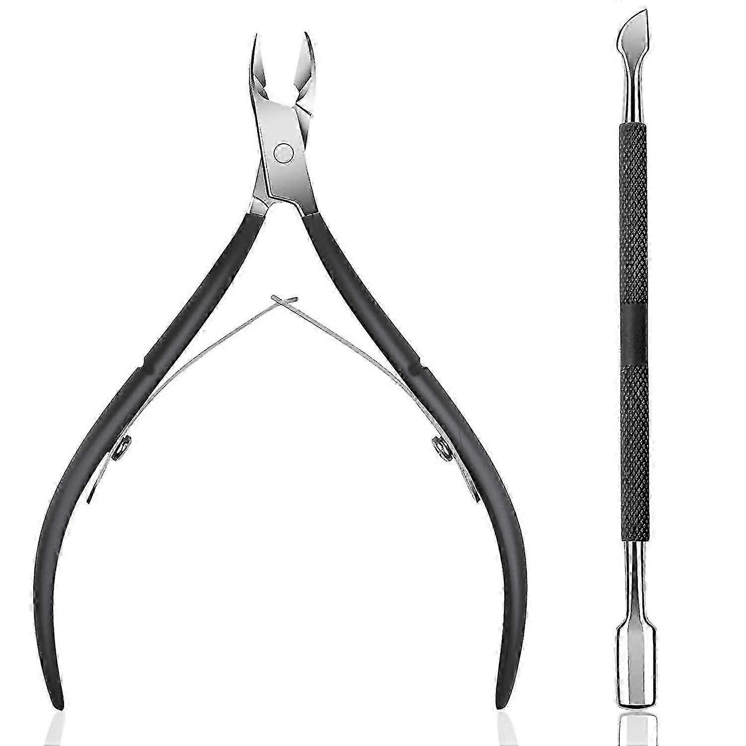 Stainless Steel Cuticle Nipper & Pusher Set - Ergonomic, Rust-Resistant