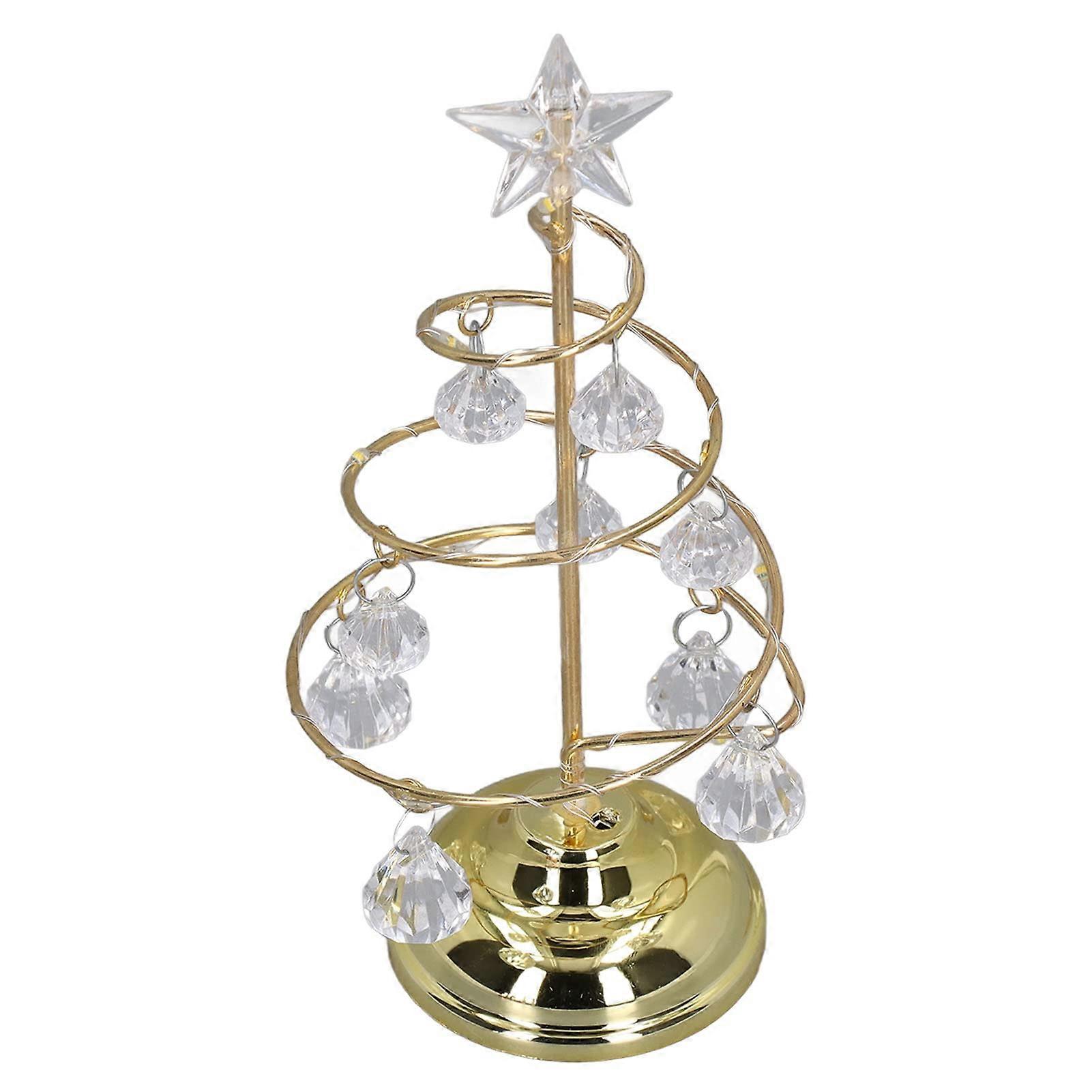 Crystal Christmas Tree Lamp, LED Copper Wire Lamp for Weddings, Birthdays (Golden Warm Light)