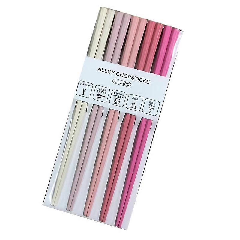 5 Pairs Octagonal Sushi Japanese Style Pointed Chopstick Set Fashion Color PET Plastic Chopsticks