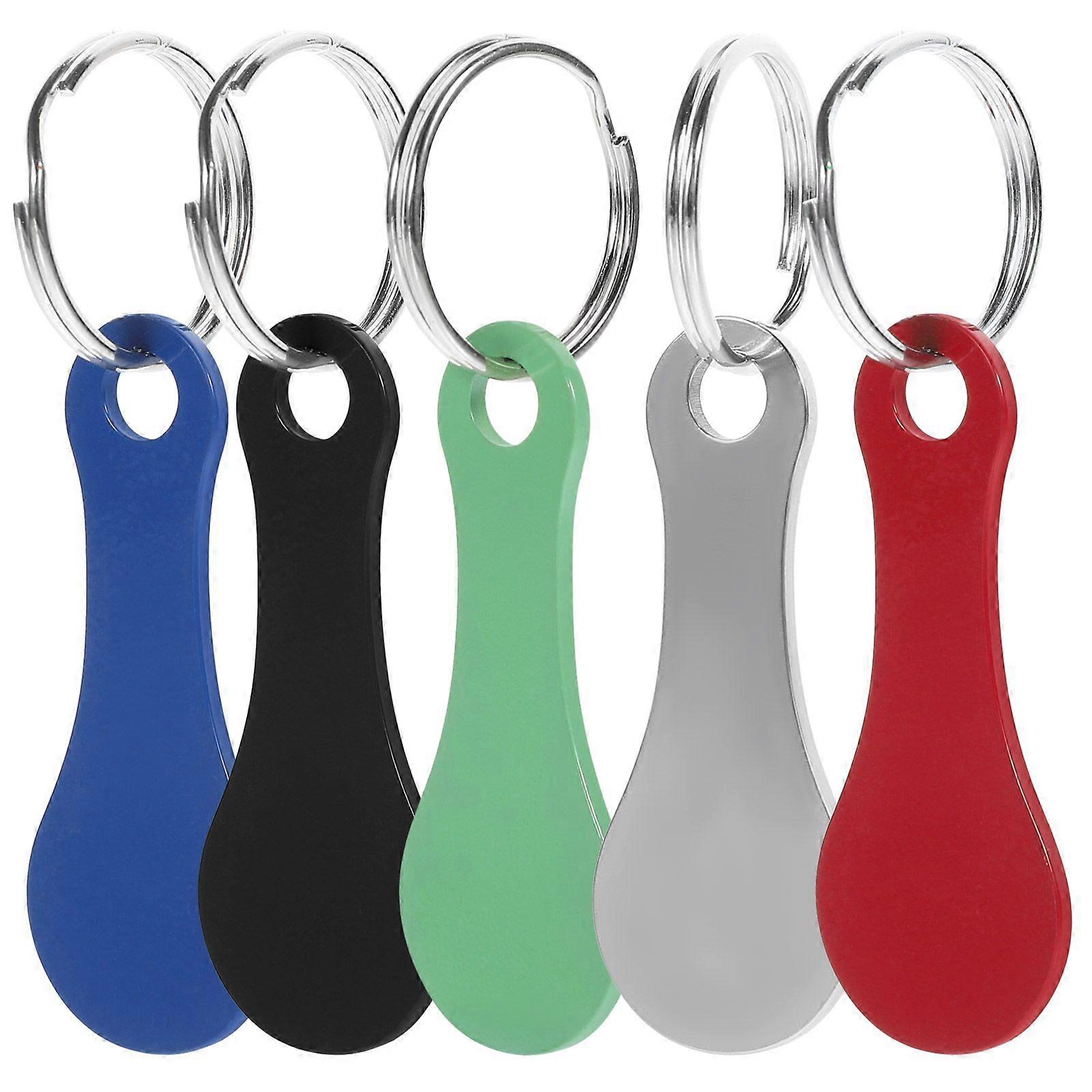 5Pcs Shopping Trolley Token Key Ring Colored Trolley Token Coin Keyring Supermarket Shopping Cart Token