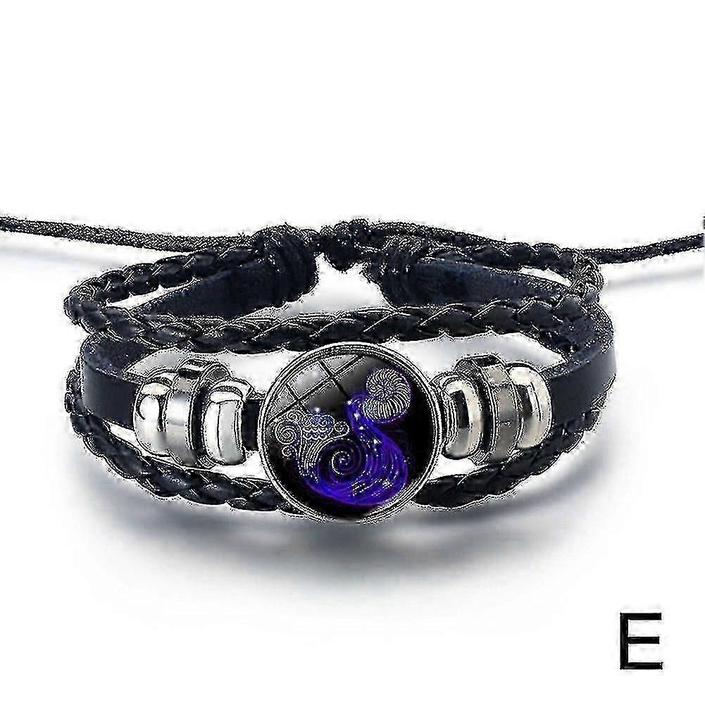 Serene Manifestation Bracelet 12Constellations Gemstone Leather Improve Energy-Good