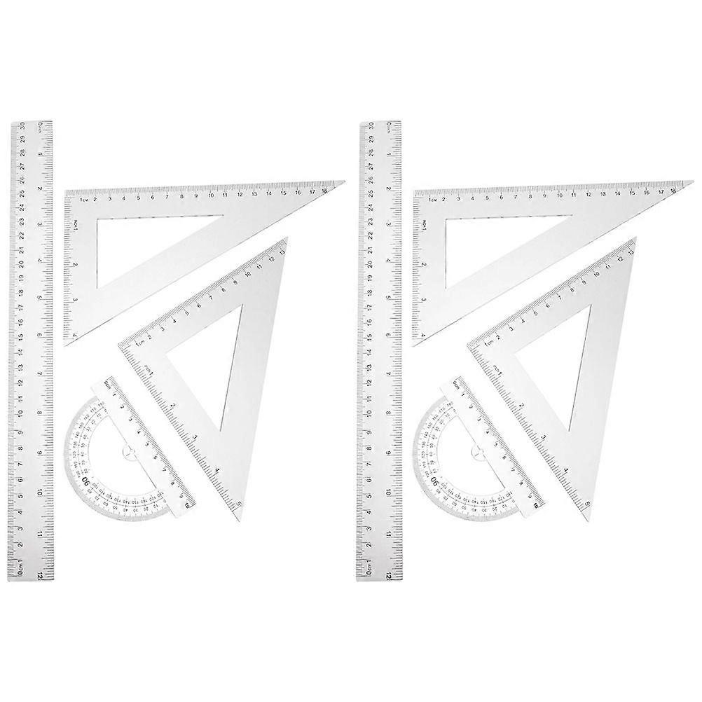 2 Sets Clear Ruler Clear Protractor Professional Triangle Ruler Ruler Set For Drawing Triangular Scale Ruler Set Drafting Tools