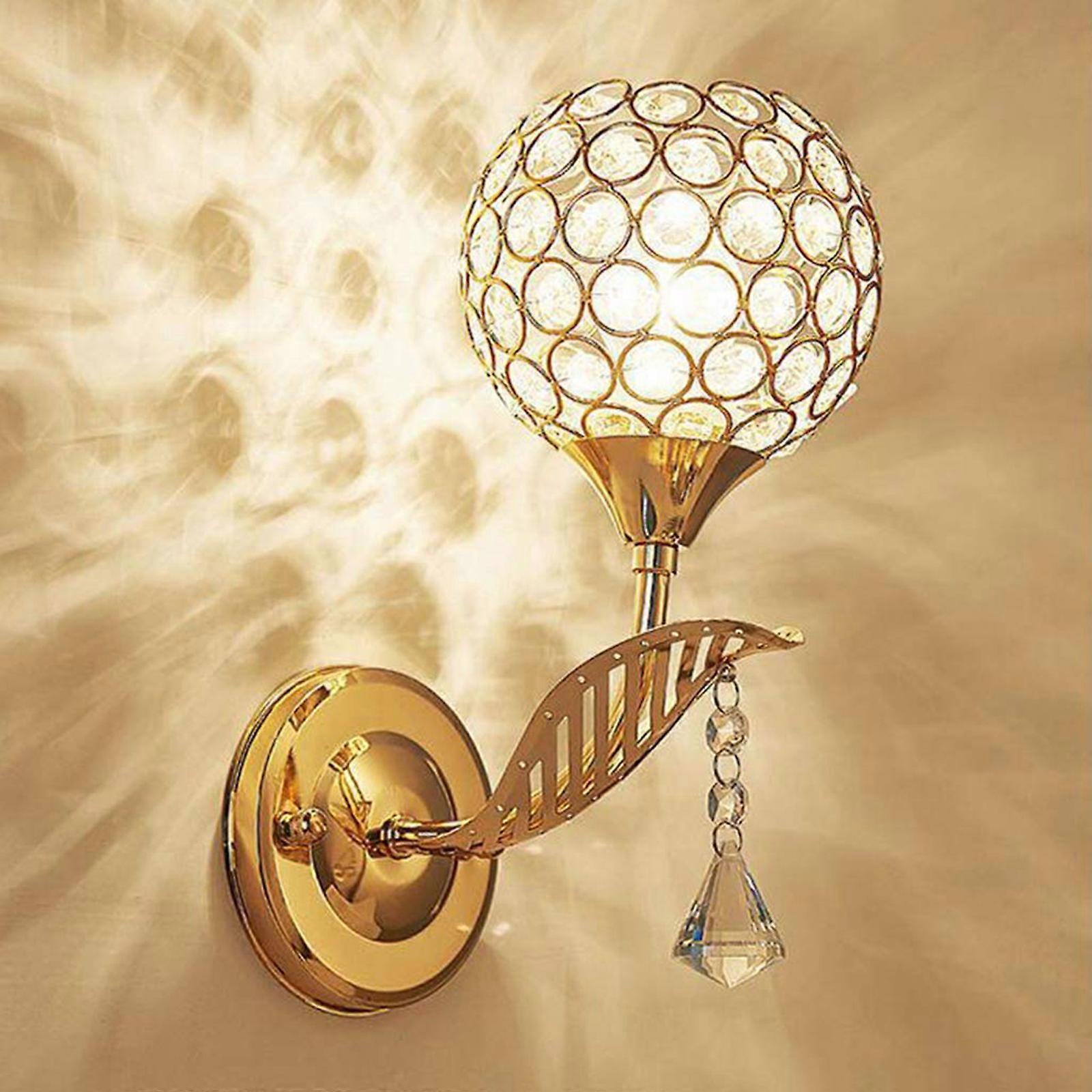 Crystal Wall Sconces Bedroom Wall Lamp Round Modern Bedside Wall Lights Dining Room Hallway Light Fixture with E27 Socket (Bulb NOT included)