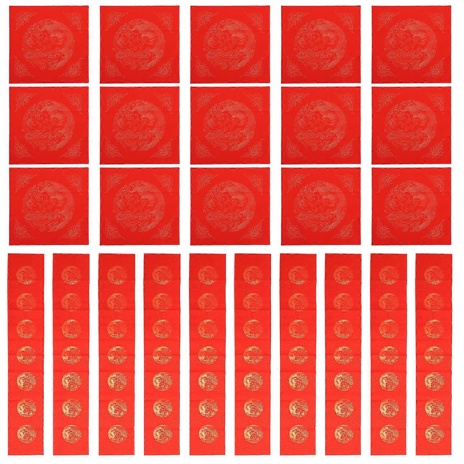 Seven Character Couplet Paper Red Xuan Paper for Drawing and Door Painting Traditional Paper 1 Set