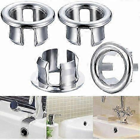 Sink Overflow Ring Round Sink Hole Overflow Cover Basin Trim Overflow Drain Plug Cover Insert Hole Replacement Parts (4 Pieces)