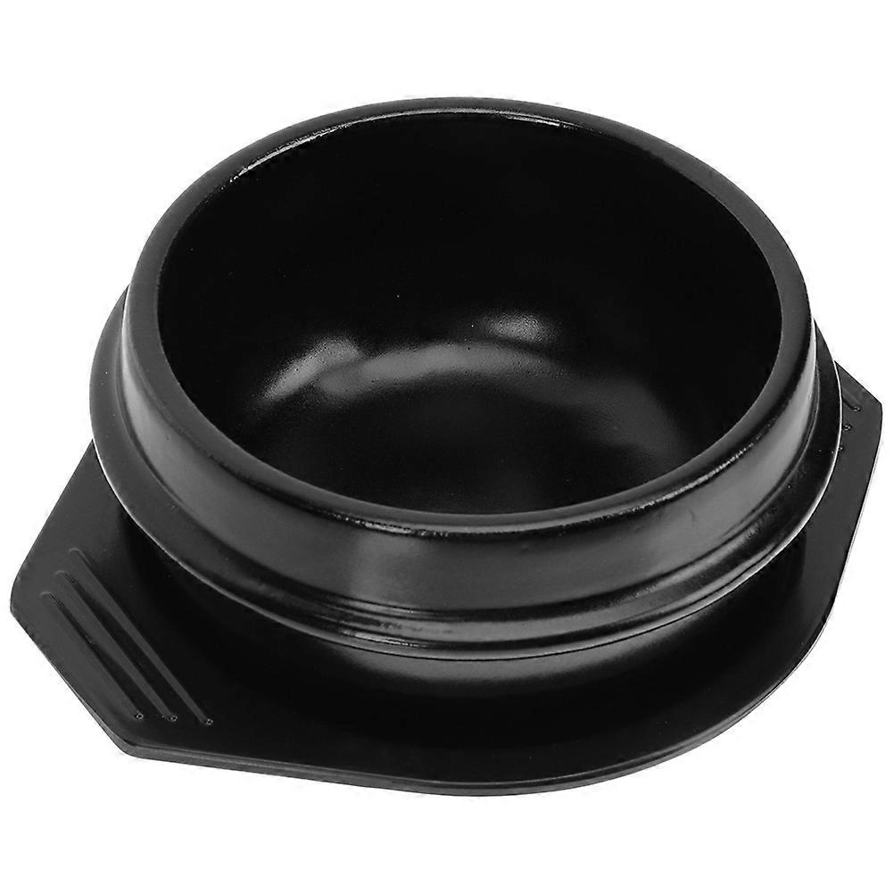 Korean Ceramic Casserole Pot Black with Melamine Tray for Home Use 1 Set