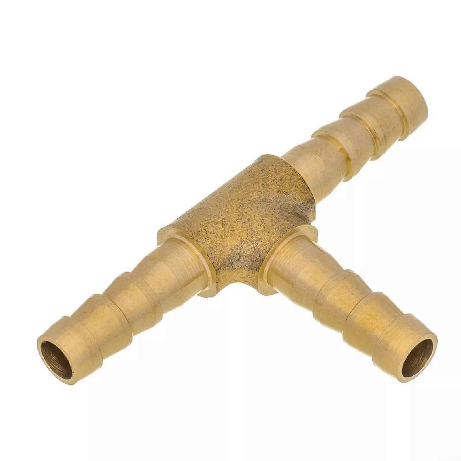 Barbecue Hoses Regulators Brass Tee Splitter Fitting 8/6mm Barbed T Splitter for Tight Spaces, Versatile Compatibility, Strong Structure