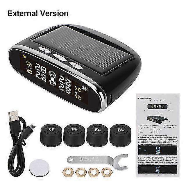 Solar TPMS Car Tire Pressure Sensors Monitoring System Tyre Tester ...