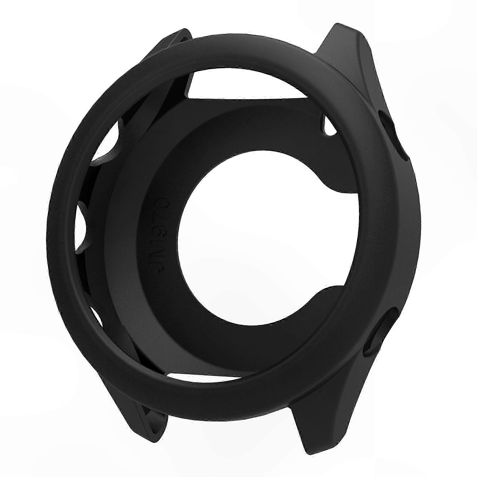 Silicone Watch Case for Garmin Forerunner 970 - Soft Hollow Frame Cover, Black Protector Shell