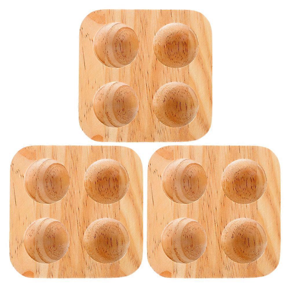 Egg Storage Container for Refrigerator Wood Egg Tray with Shockproof Design 3Pcs