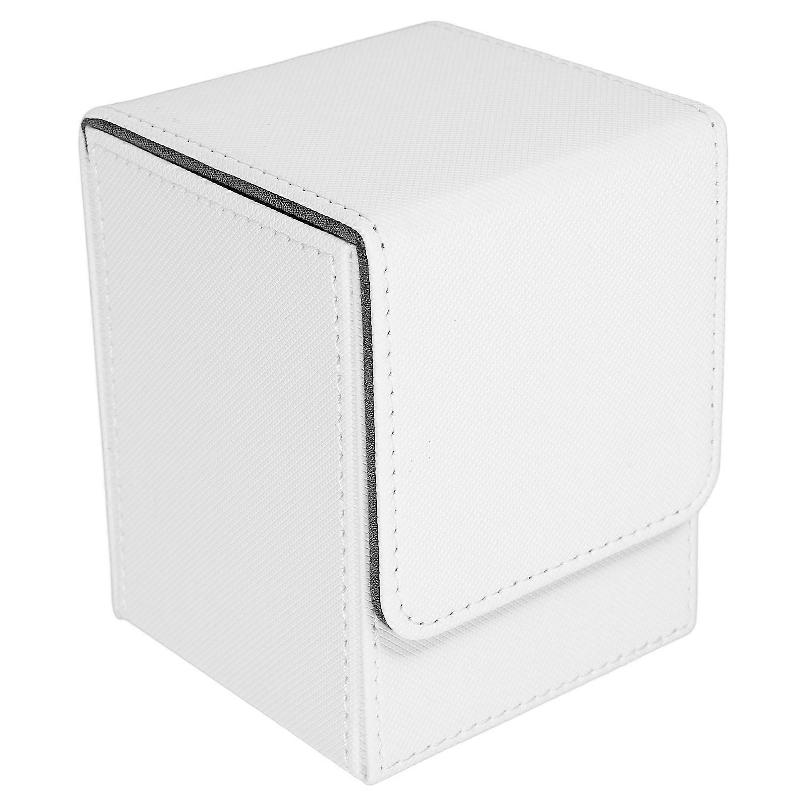 White PU Card Storage Box for Trading Cards with Smooth Lining and Large Capacity 7.5 x 4.5