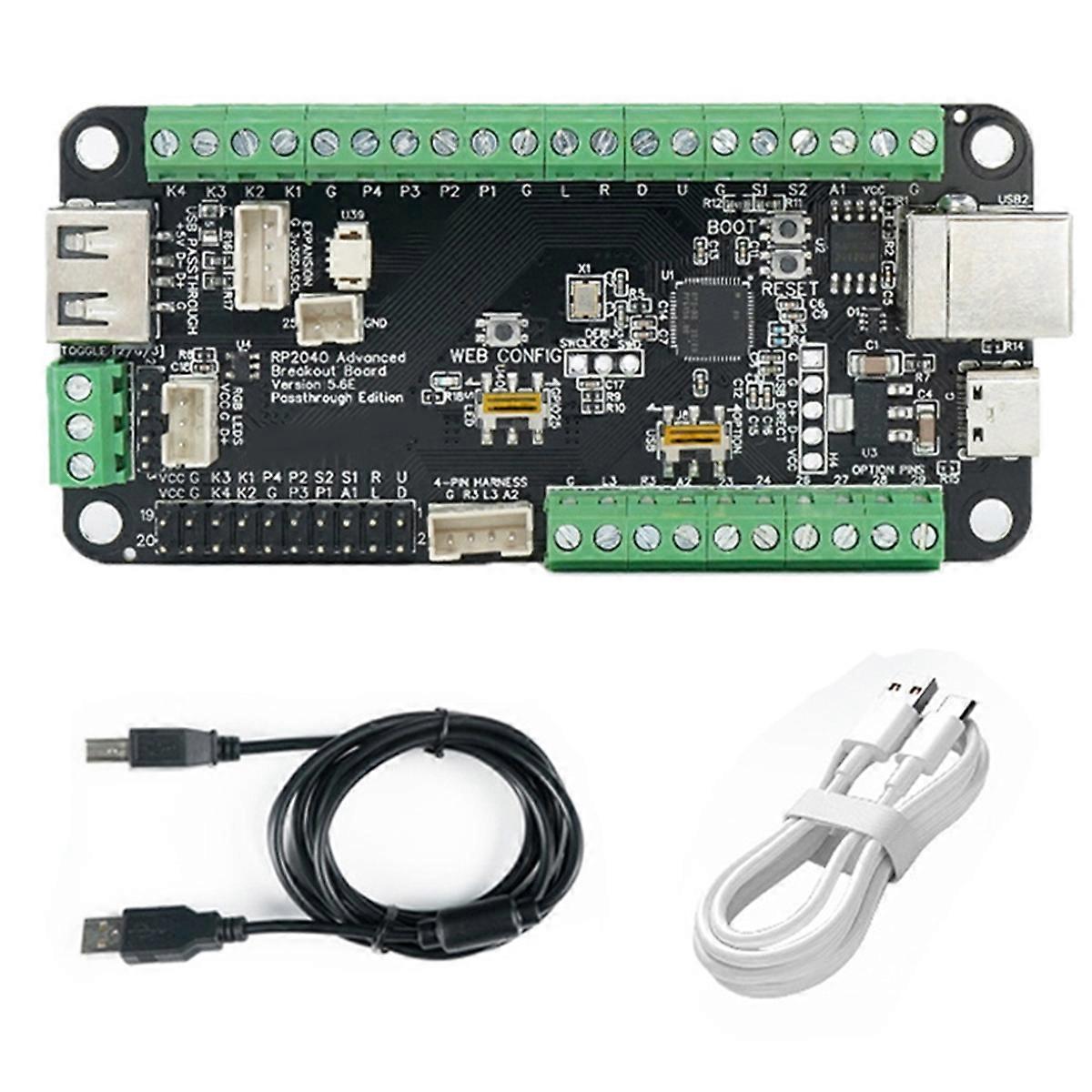 GP2040 RP2040 Advanced Breakout Board USB Passthrough Fighting Board for Arcade Hit Box DIY Fighting Stick for PC