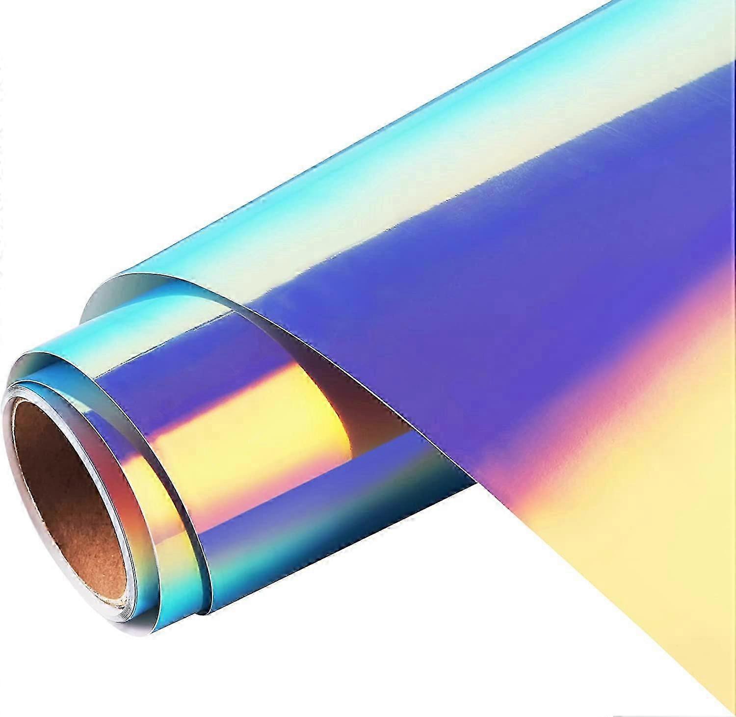 Holographic Adhesive Vinyl Roll - Permanent Craft Glossy & Waterproof Vinyl | 12" x 6' | for Decal, Signs, Stickers, Opal Violet Blue
