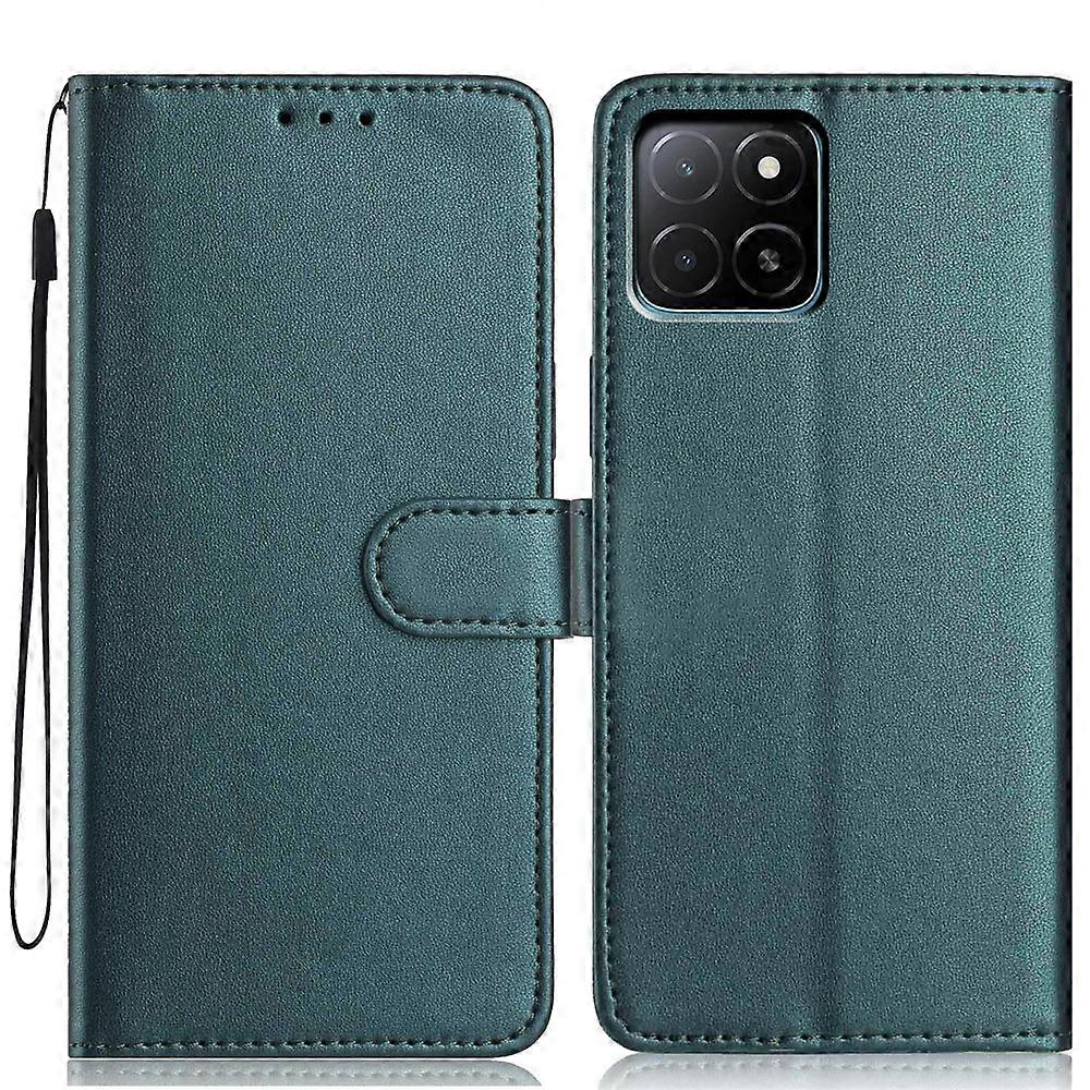 Compatible For Honor X5b Wallet Case with Strap / Multiple Card Slots Solid Color Leather Stand Phone Cover