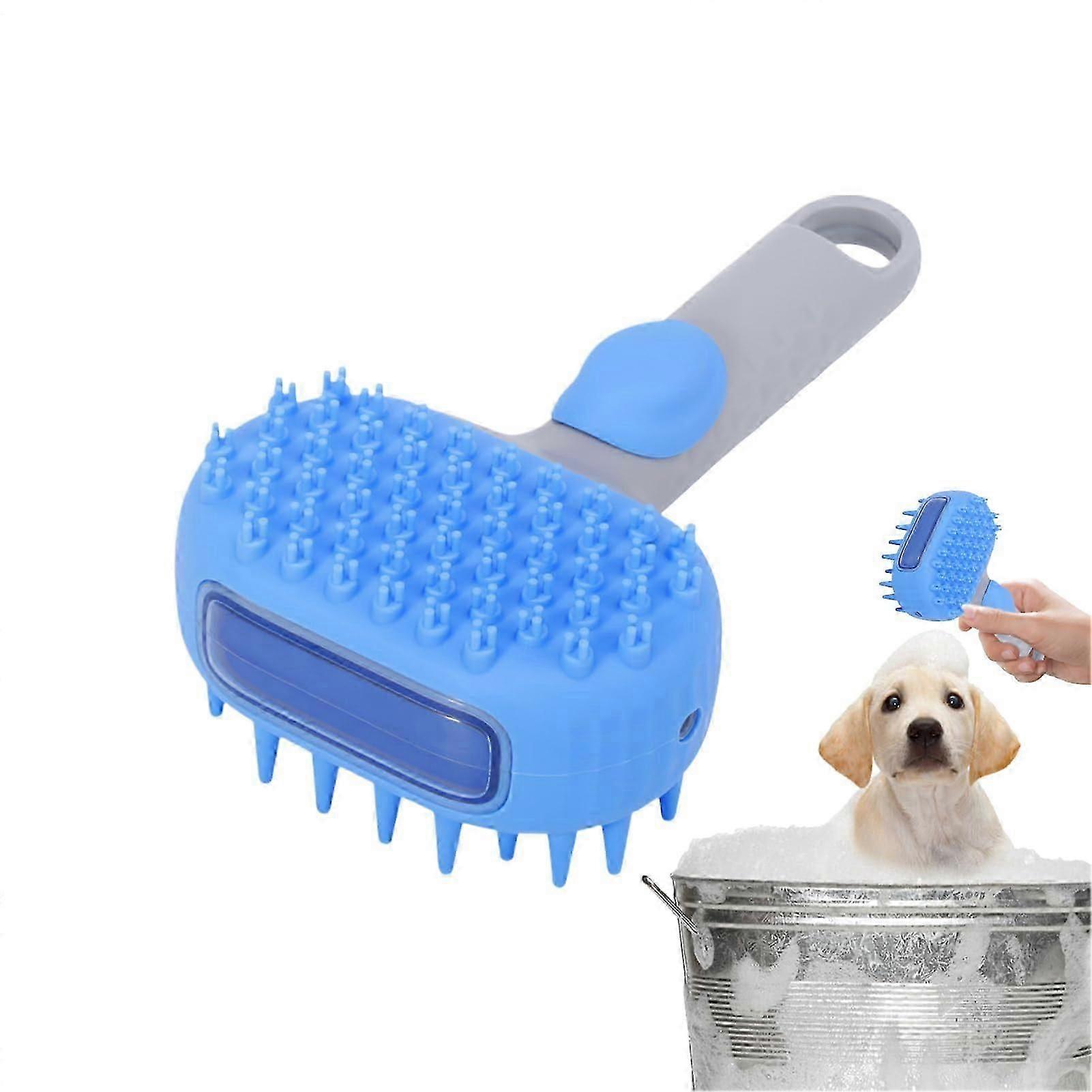 Pet Steam Brush, Two-Sided Massage Brush For Dogs And Cats, Gentle Cleaning, Blue
