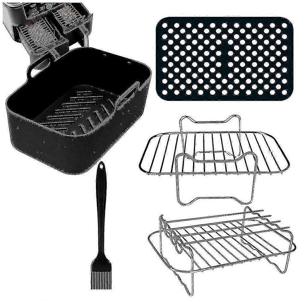 6 חלקים לאוויר-טיגון כפול עם סל עבור Ninja Foodi Af300uk Af400uk, Tower T17088, Instant Dual Zone