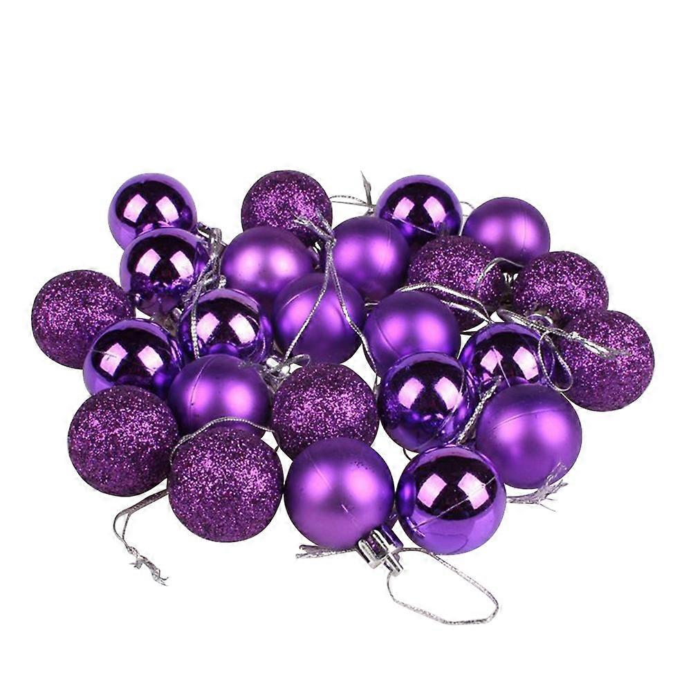 Purple Ball Ornament for Christmas Tree Decoration 24Pcs Assorted
