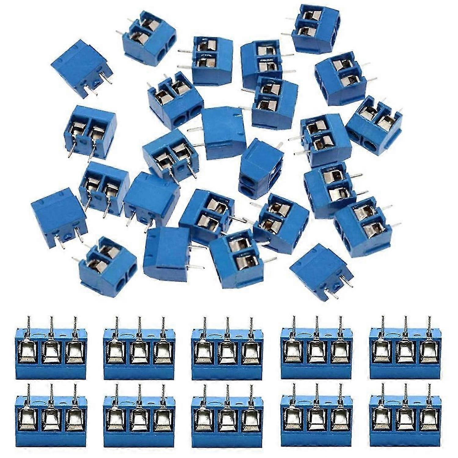 60Pcs 5mm Pitch 2 Pin & 3 Pin Screw Terminal Block(50x2 Pin,10x3 Pin)