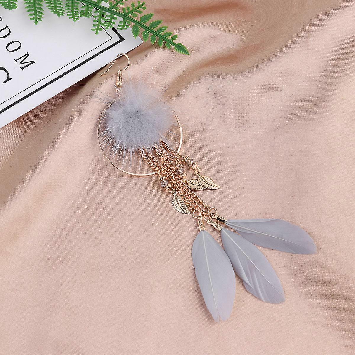 Retro Earrings for Decoration 1Pair Long Tassels Alloy Leaf Eardrop