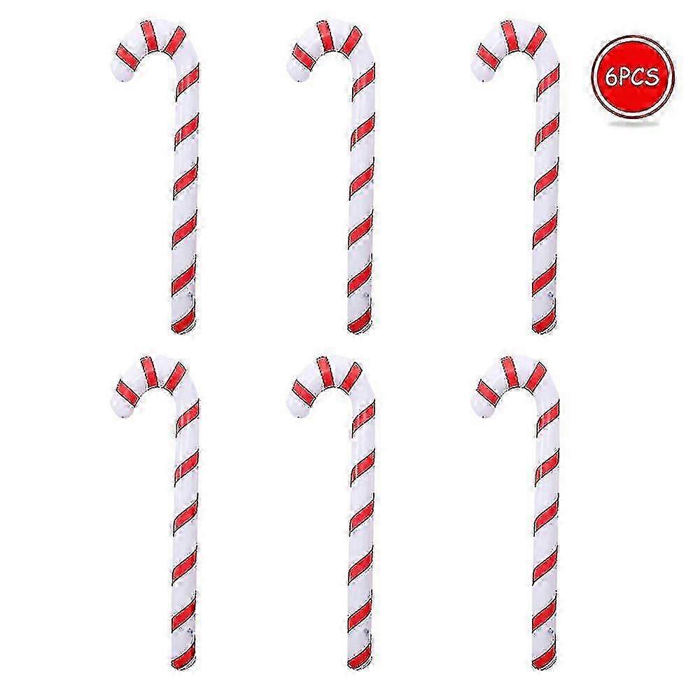 6 件 35 英寸充气圣诞糖果手杖，适用于室内和室外圣诞派对装饰