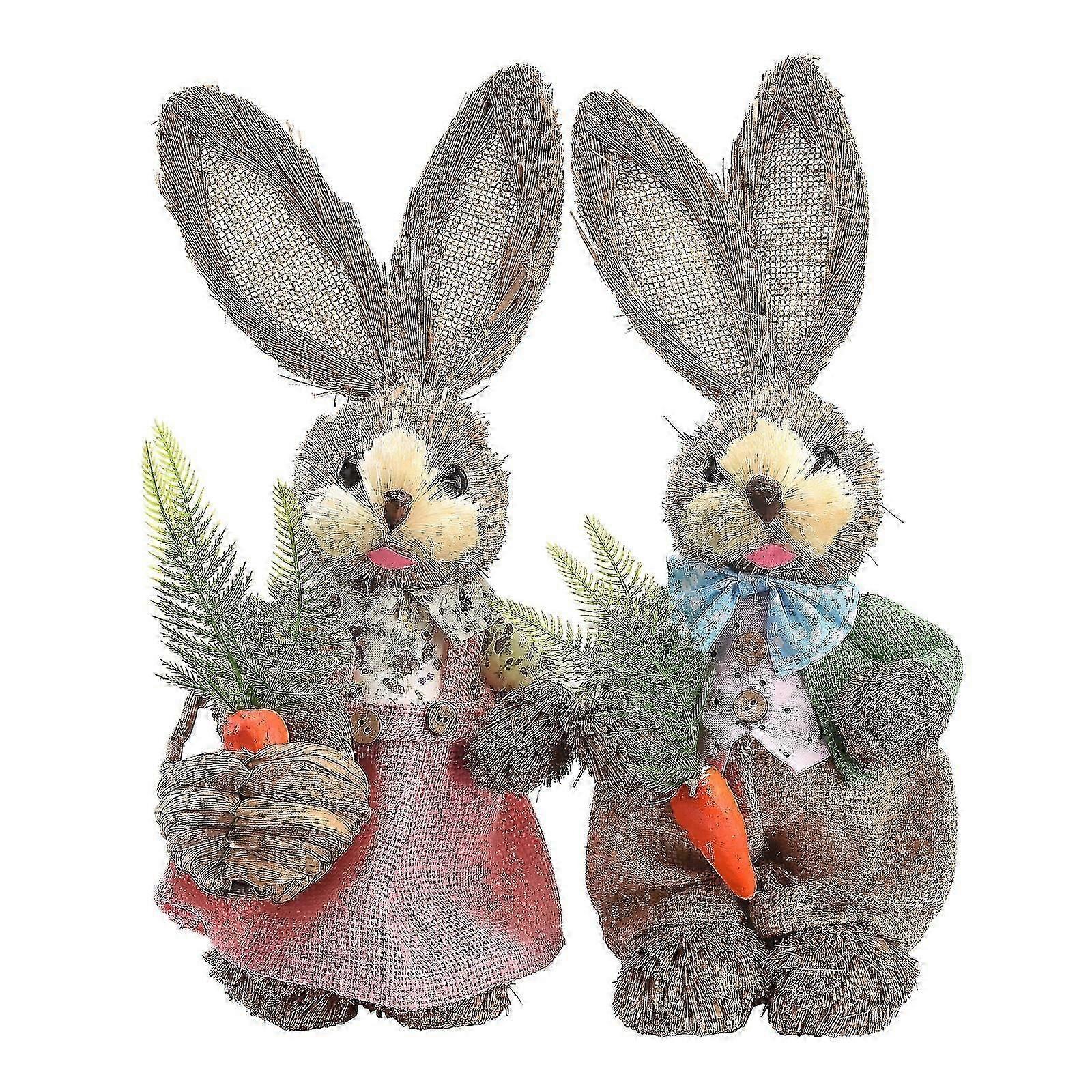 2025 New 2pcs Easter Bunny Decoration Rabbits Ornament Gift Crafts Creative Cute Photo Props