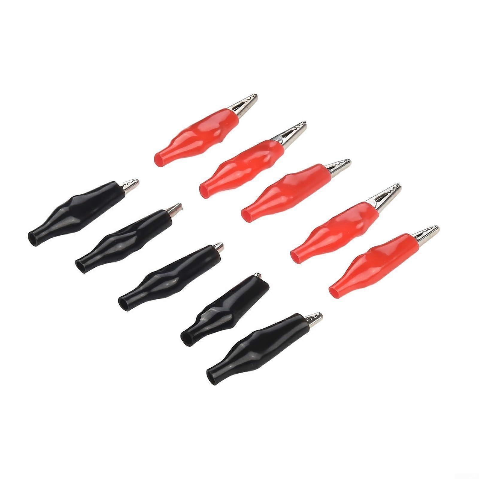Insulated Clips 10x 5A Battery Terminal Connectors Crocodile Clamps PVC Covered Wire Test Leads Electrical Testing