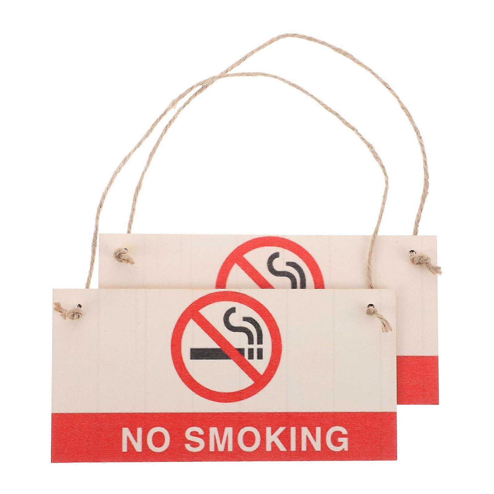 No Smoking Sign Wooden Rectangle for Indoor Use Assorted Color Prohibition of Smoking 2Pcs