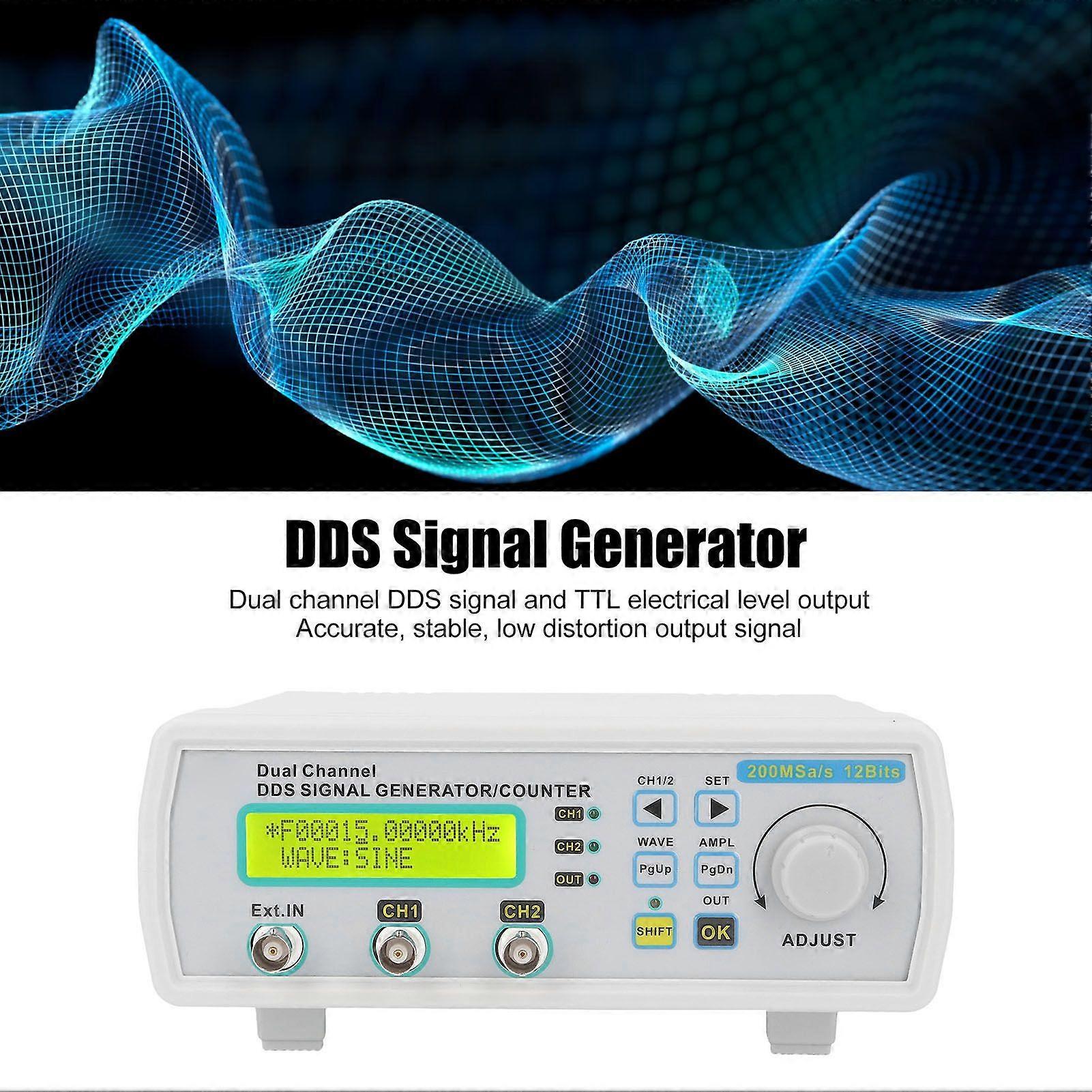 DC5V Signal Counter LCD Display Dual Channel Arbitrary Waveform Function Generator 100240V US Plug