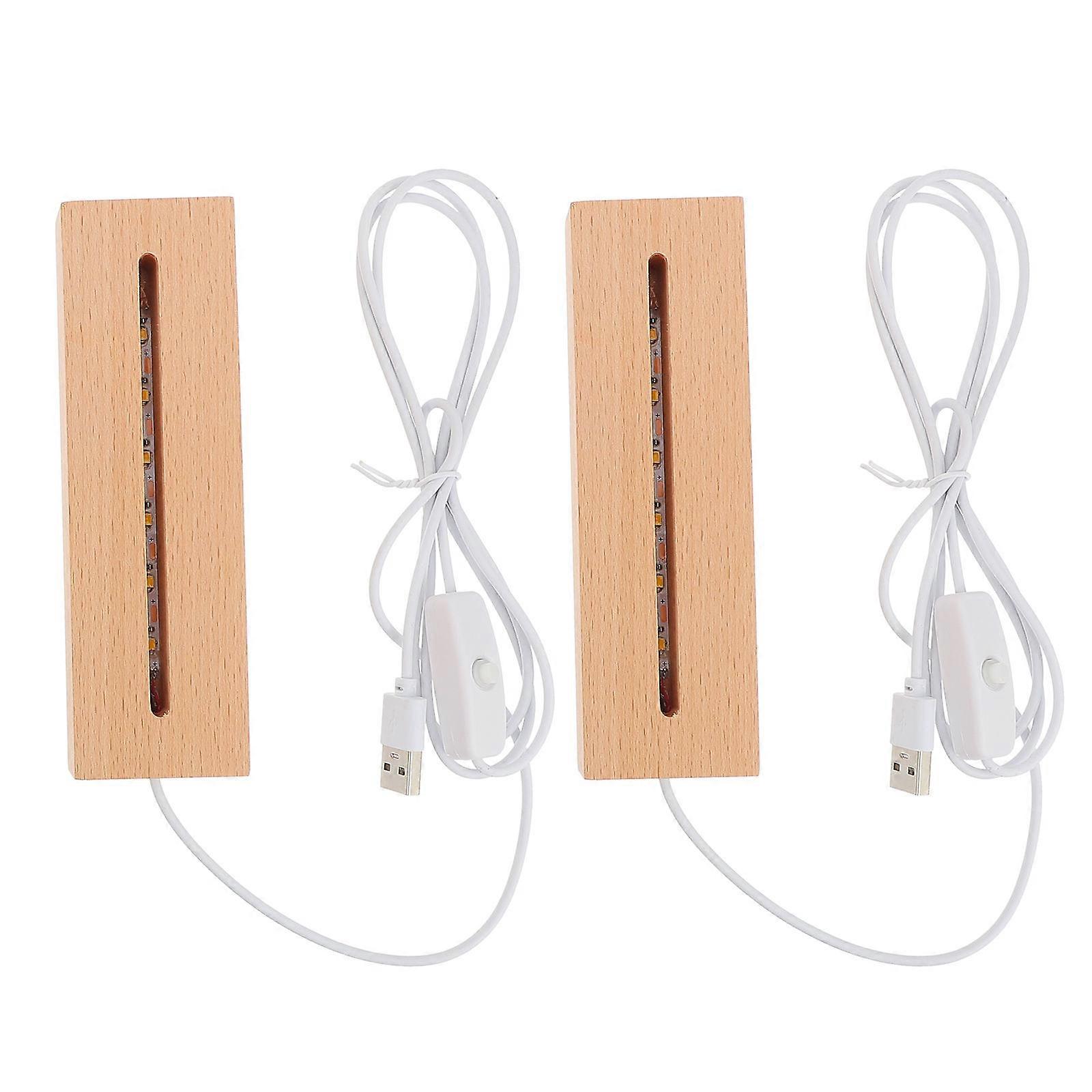 Wood Lighted Stand for Decoration 6Pcs USB LED Lights Display Base